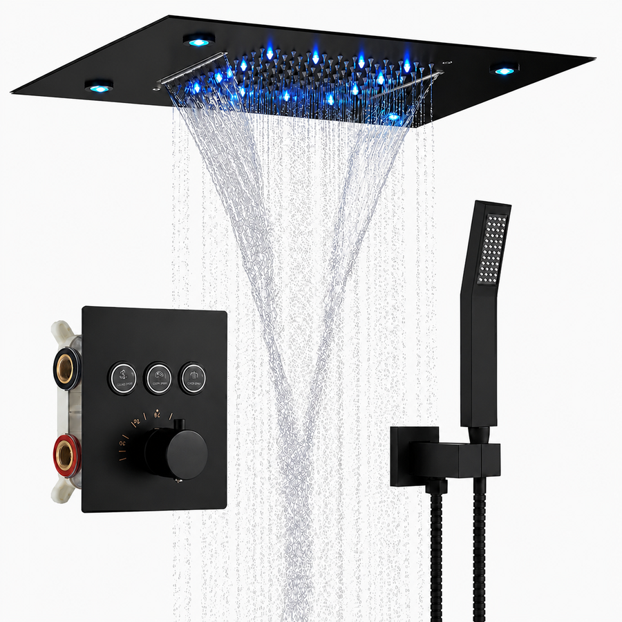 Colonne de Douche Encastrable Luxe LED – Pluie & Cascade, Douchette