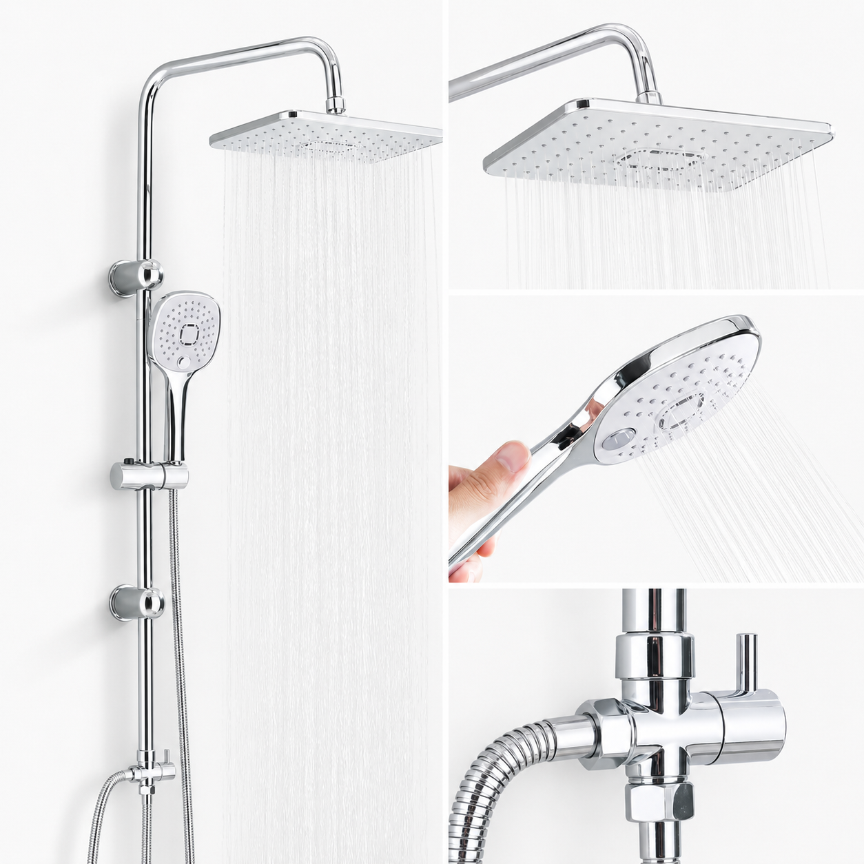 Colonne de Douche Pluie Chrome – Ensemble Douche avec Douchette
