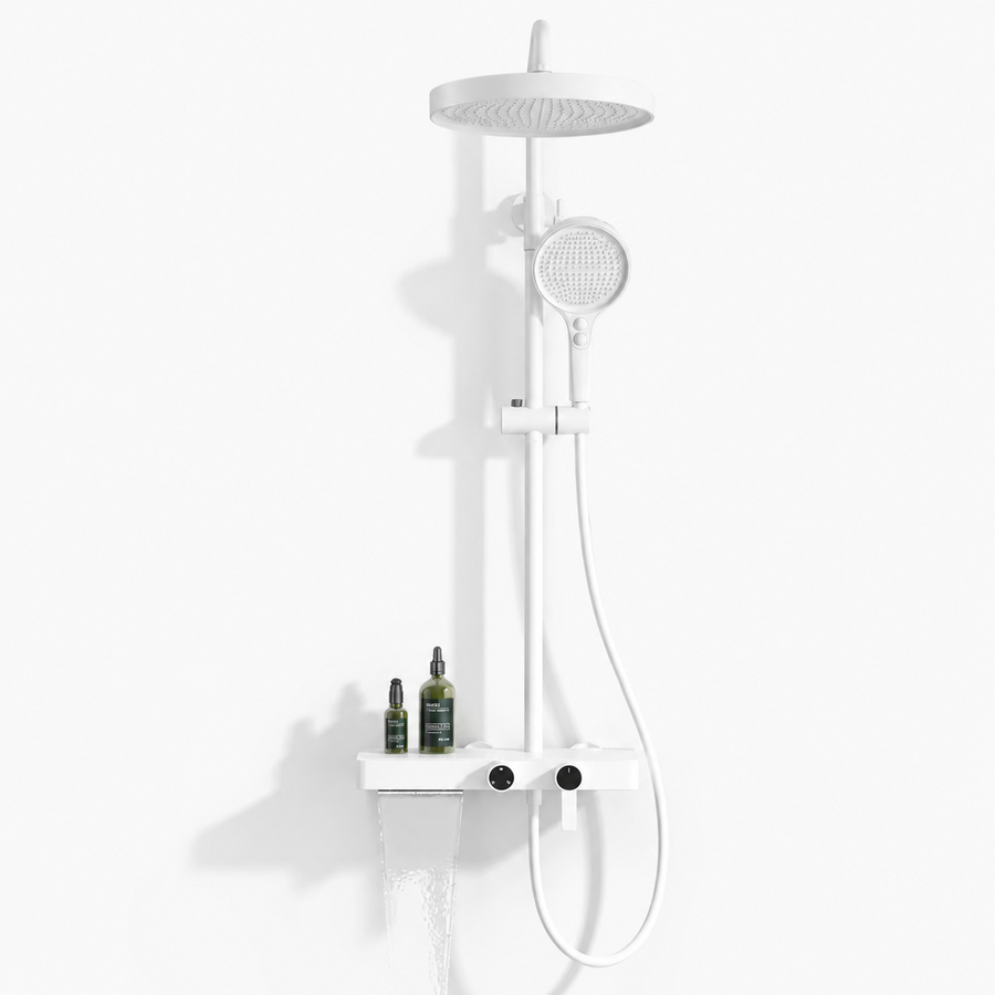Colonne de Douche Premium – Pluie, Douchette & Bec Baignoire – Blanc