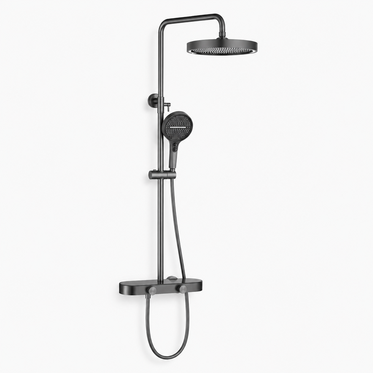 Colonne de Douche Thermostatique Luxe Gris Brossée – 4 Voies Pluie & Cascade