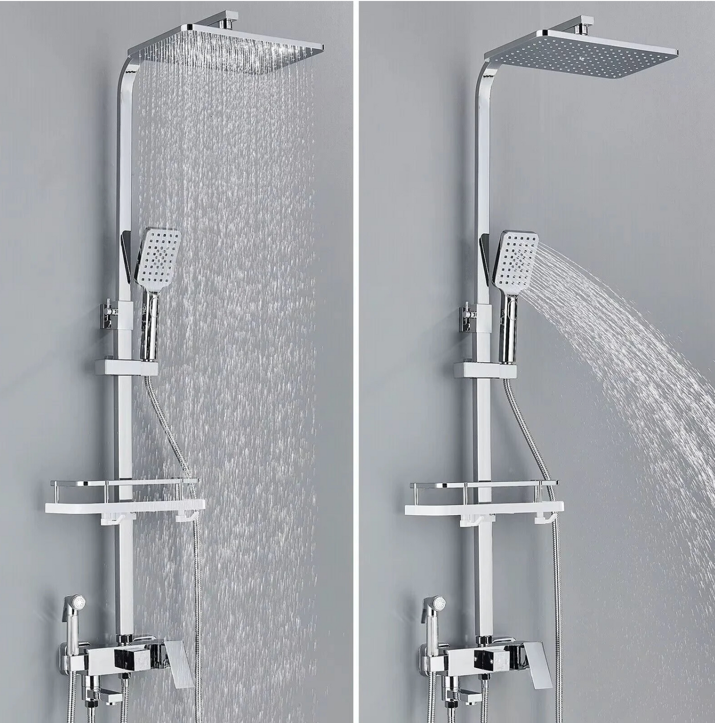 Colonne de douche noir mat — effet pluie & jets haute pression
