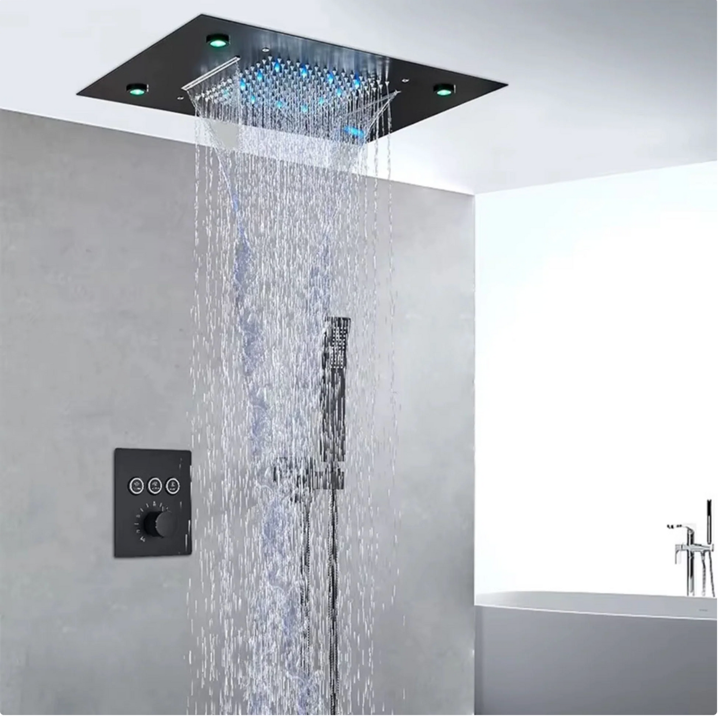 Colonne de Douche Encastrable Luxe LED – Pluie & Cascade, Douchette