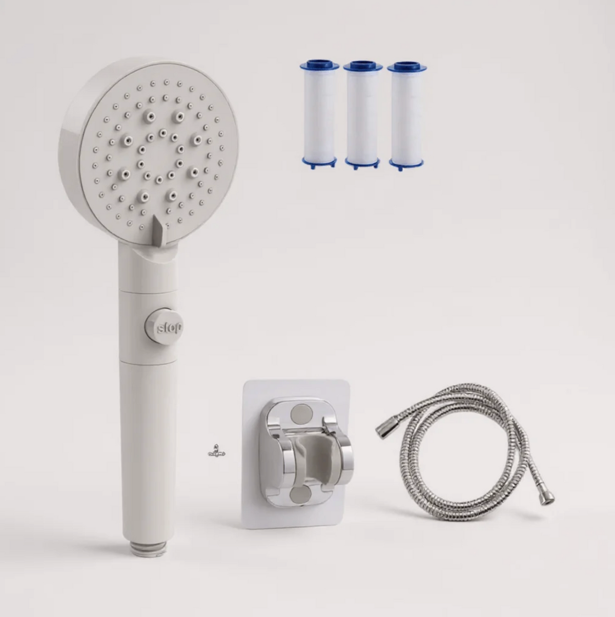 Pommeau de Douche Filtrant – Haute Pression & Économie d’Eau, 5 Modes + Bouton Stop