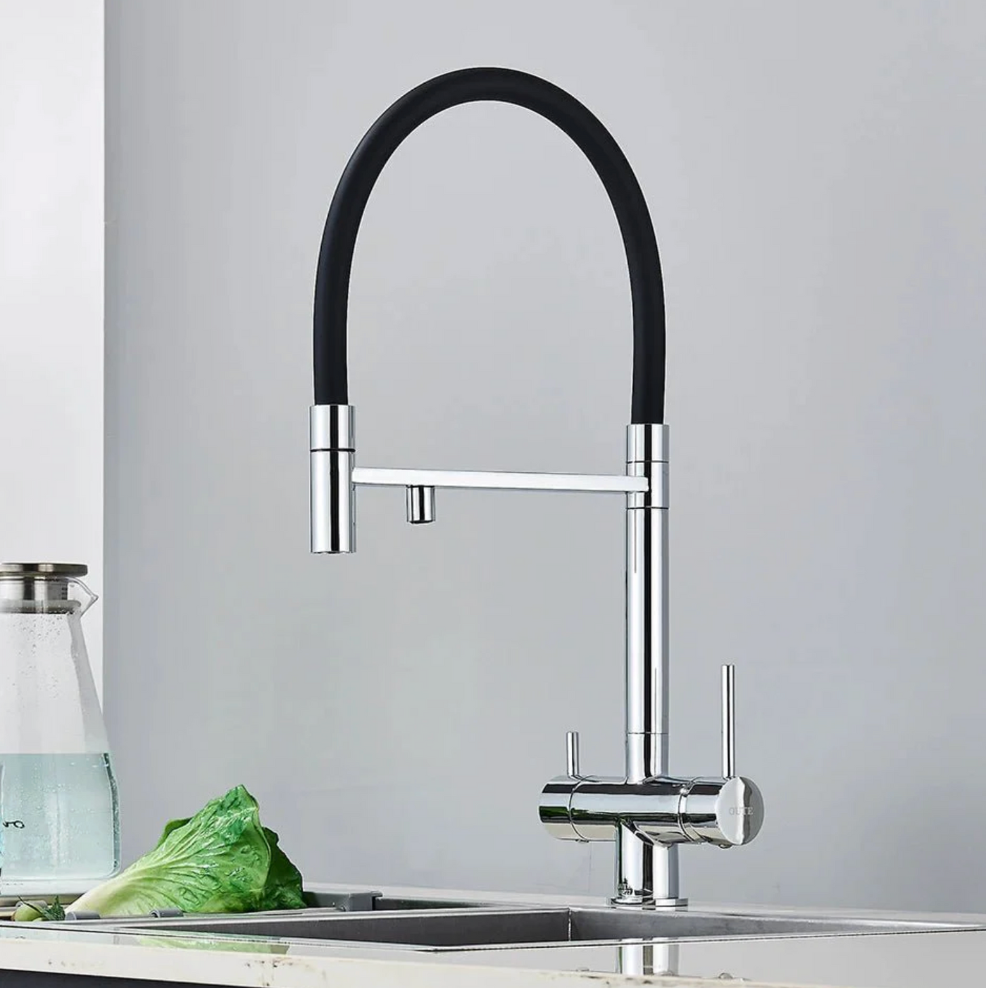 Robinet de cuisine 3 voies – Double sortie eau filtrée + chaud/froid