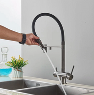 Robinet de cuisine 3 voies – Double sortie eau filtrée + chaud/froid