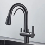 Robinet de cuisine 3 voies – Eau filtrée & douchette extractible