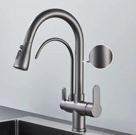 Robinet de cuisine 3 voies – Eau filtrée & douchette extractible
