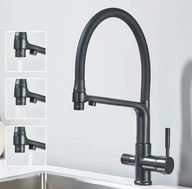 Robinet de cuisine double bec – Eau filtrée & eau chaude/froide 360°