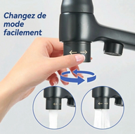 Robinet de cuisine double bec – Eau filtrée & eau chaude/froide 360°