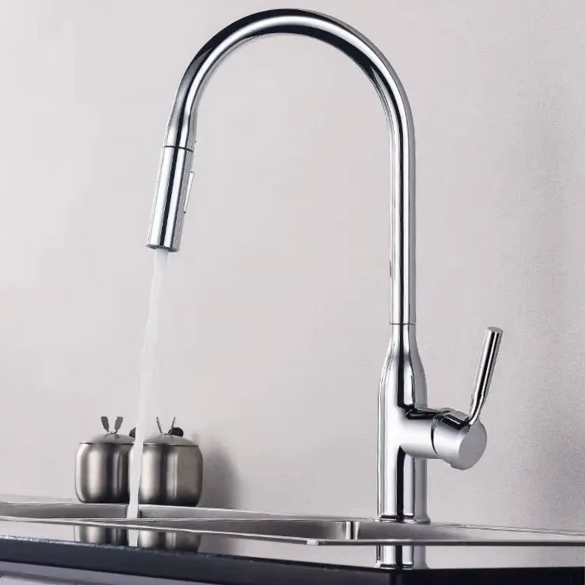 Robinet de cuisine extractible 360° – Douchette 2 jets