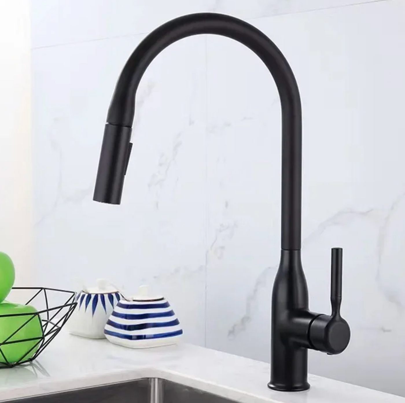 Robinet de cuisine extractible 360° – Douchette 2 jets