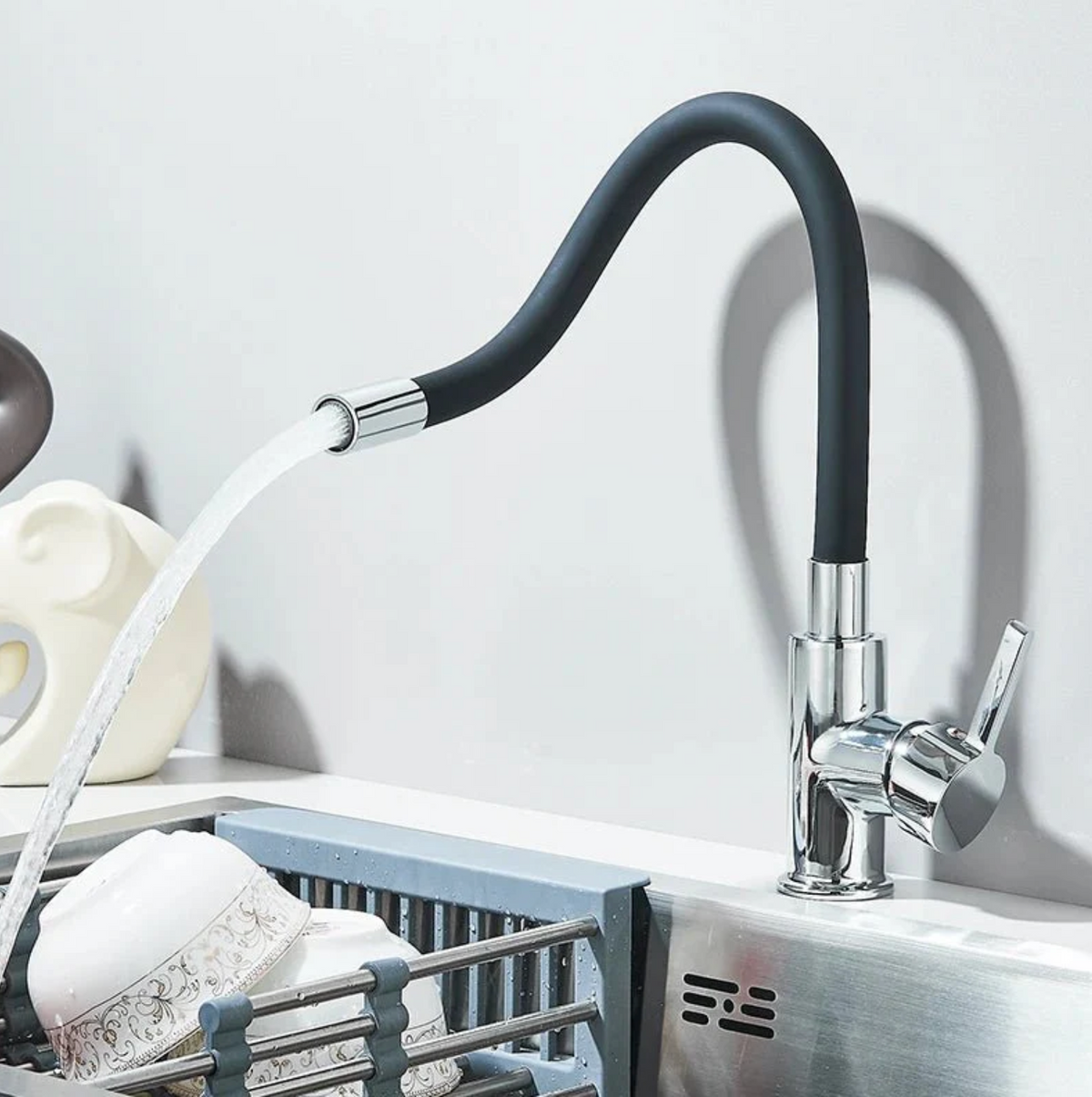 Robinet de cuisine flexible – Bec 360° en acier inoxydable