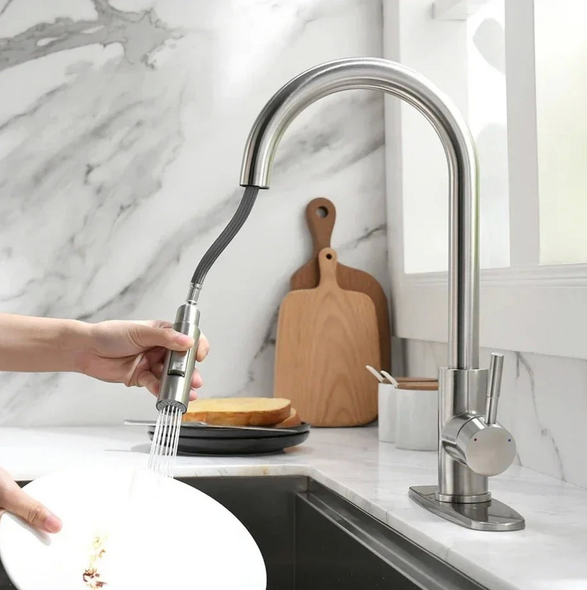 Robinet de cuisine bec haut – Extractible 360°