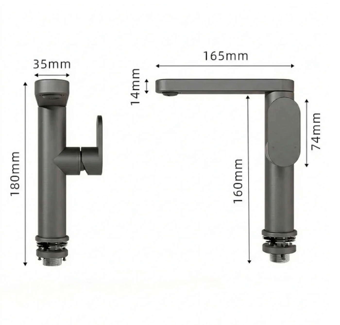 Mitigeur lavabo gris – Robinet salle de bain 360° chaud/froid