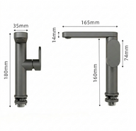 Mitigeur lavabo gris – Robinet salle de bain 360° chaud/froid