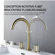 Robinet de salle de bain en laiton – bec haut avec manettes texturées