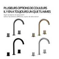 Robinet de salle de bain en laiton – bec haut avec manettes texturées
