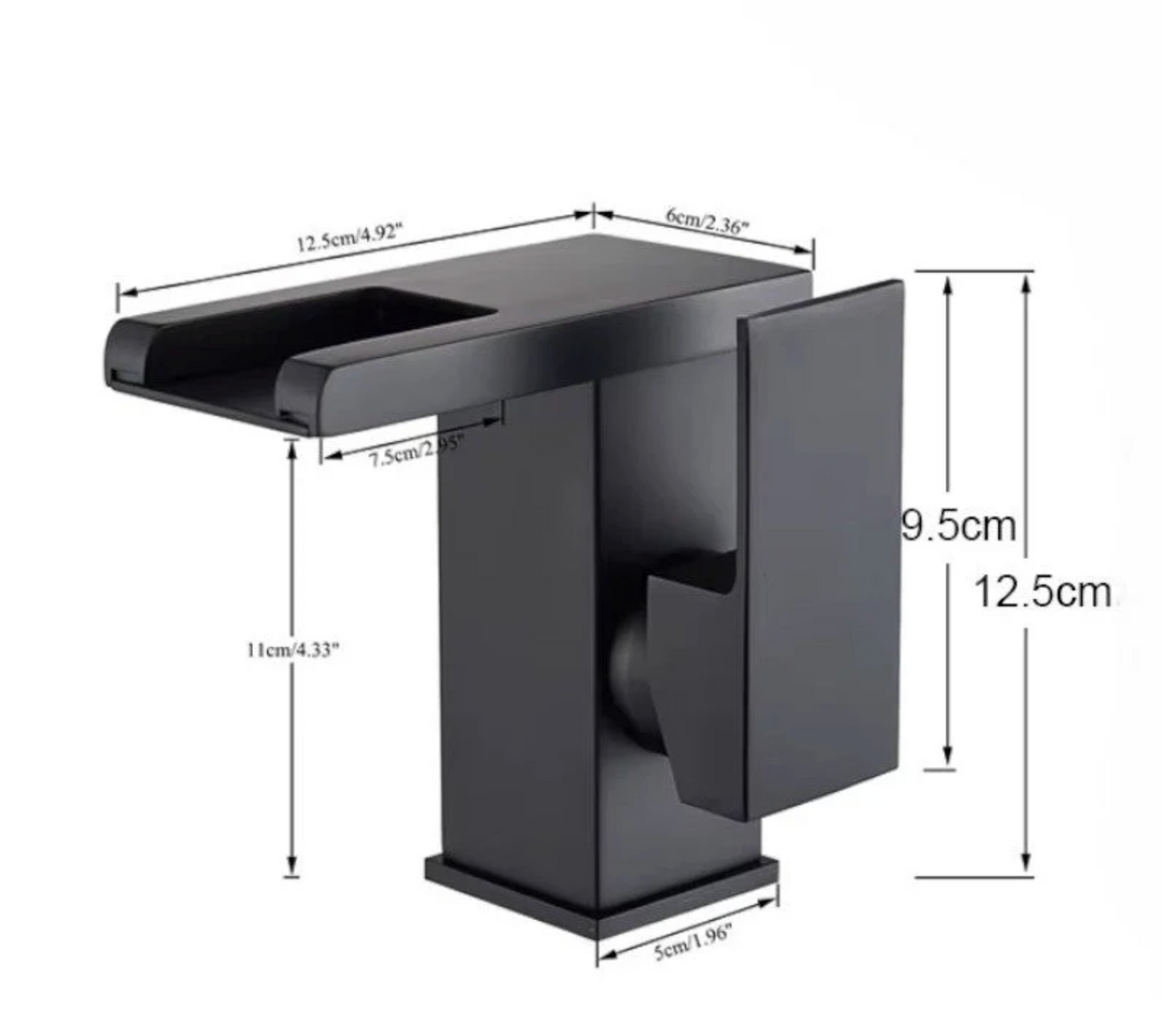 Robinet de salle de bain cascade LED en inox – éclairage tricolore