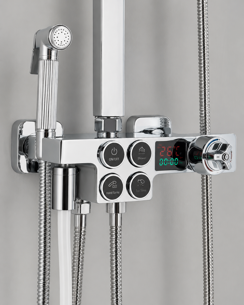 Colonne de Douche Thermostatique avec Affichage Digital – Douche Pluie (Noir / Chrome)