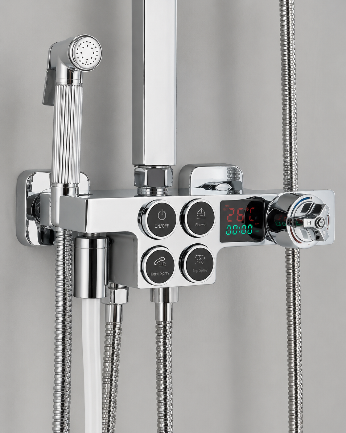 Colonne de Douche Thermostatique avec Affichage Digital – Douche Pluie (Noir / Chrome)