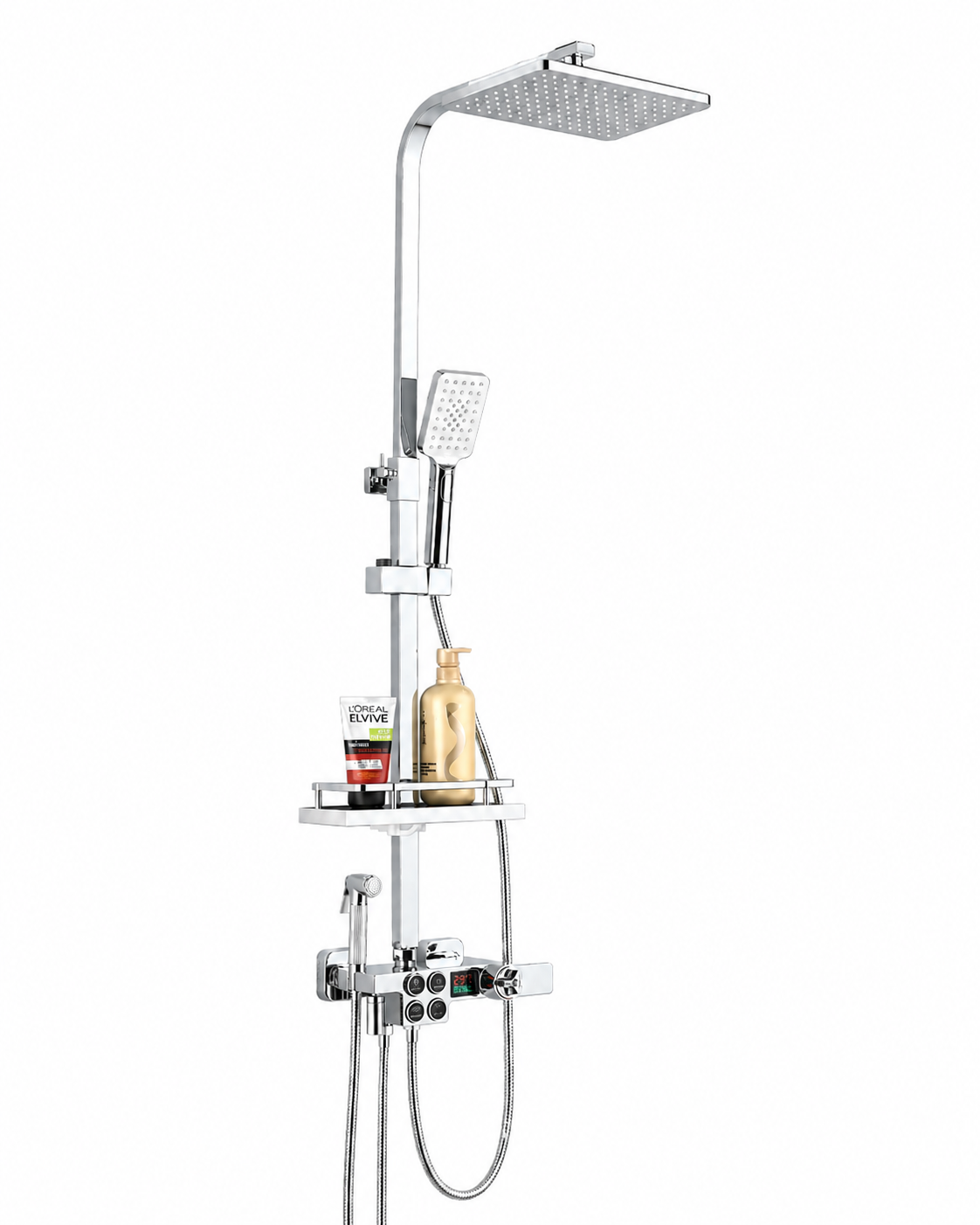 Colonne de Douche Thermostatique avec Affichage Digital – Douche Pluie (Noir / Chrome)