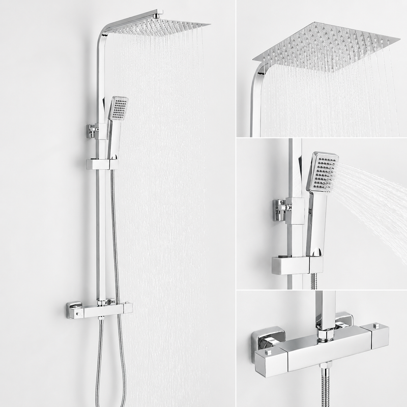 Colonne de Douche Thermostatique Chrome – Pluie / Douchette