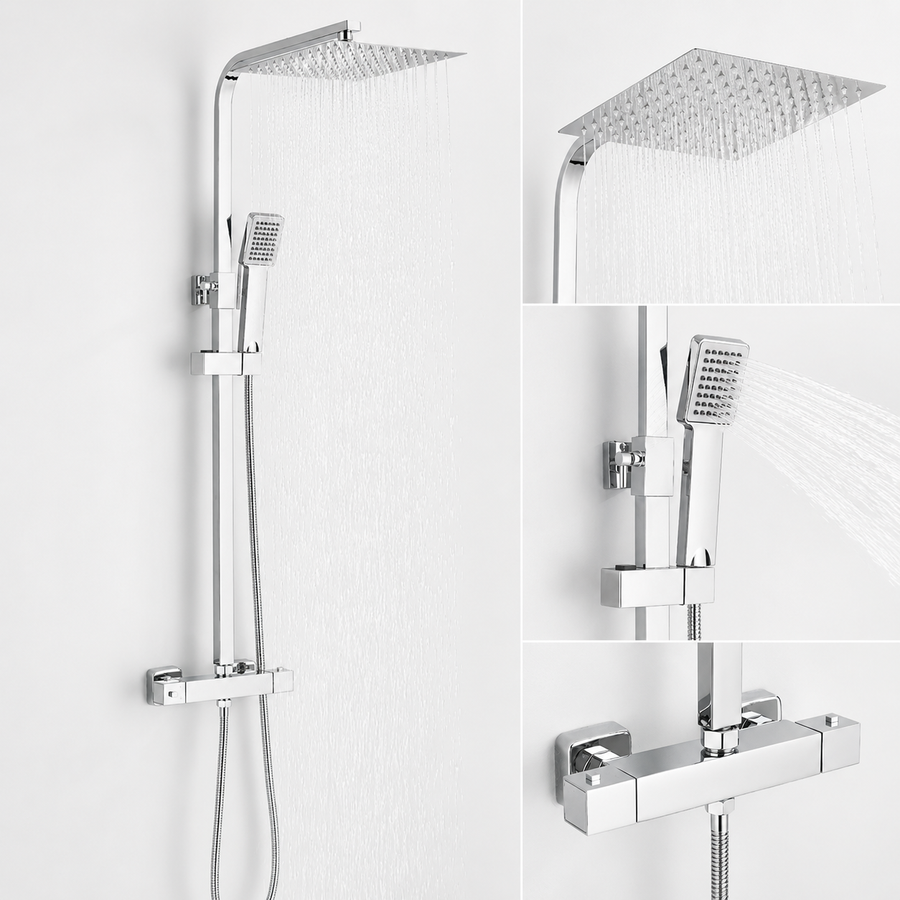 Colonne de Douche Thermostatique Chrome – Pluie / Douchette