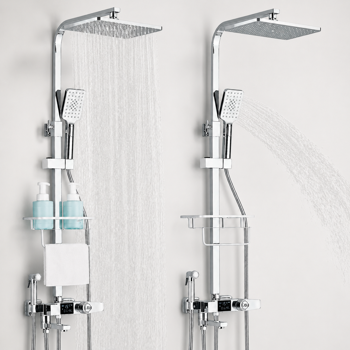 Colonne de Douche Thermostatique avec Affichage Digital – Douche Pluie (Noir / Chrome)- Chrome