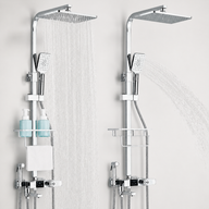 Colonne de Douche Thermostatique avec Affichage Digital – Pluie et Douchette - Noir mat & Chrome