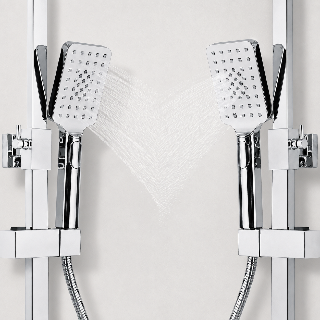 Colonne de Douche Thermostatique avec Affichage Digital – Pluie et Douchette - Noir mat & Chrome