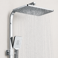 Colonne de Douche Thermostatique avec Affichage Digital – Pluie et Douchette - Noir mat & Chrome