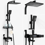 Colonne de Douche Thermostatique avec Affichage Digital – Pluie et Douchette - Noir mat & Chrome