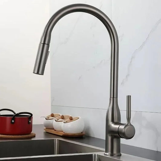 Robinet de cuisine extractible 360° – Douchette 2 jets