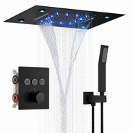 Colonne de Douche Encastrable Luxe LED – Pluie & Cascade, Douchette - Or