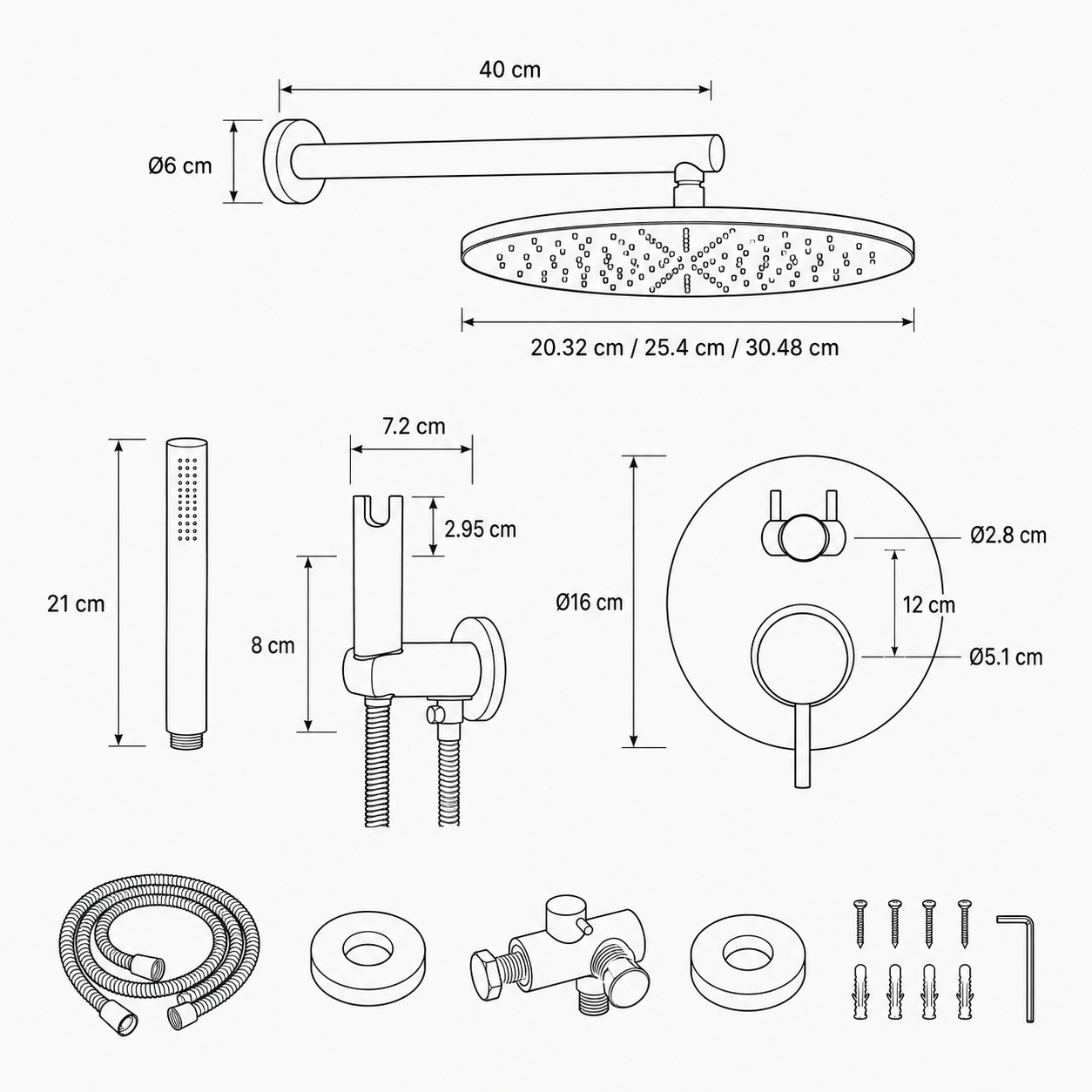 Colonne de Douche Encastrable Ronde – Pluie & Douchette - Or rose
