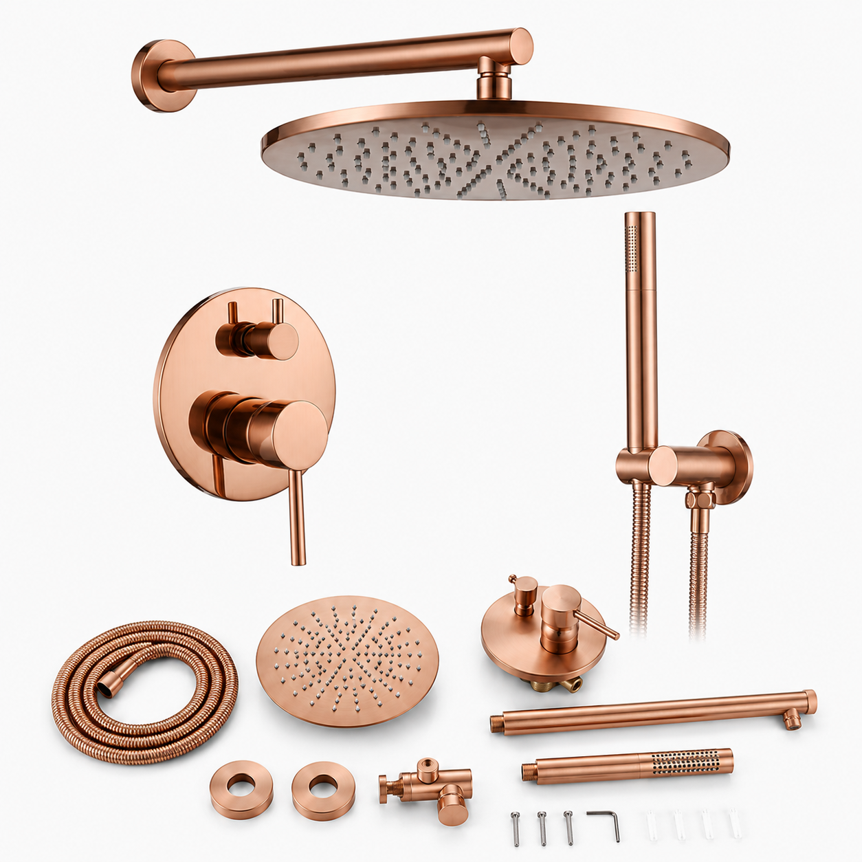 Colonne de Douche Encastrable Ronde – Pluie & Douchette - Or rose
