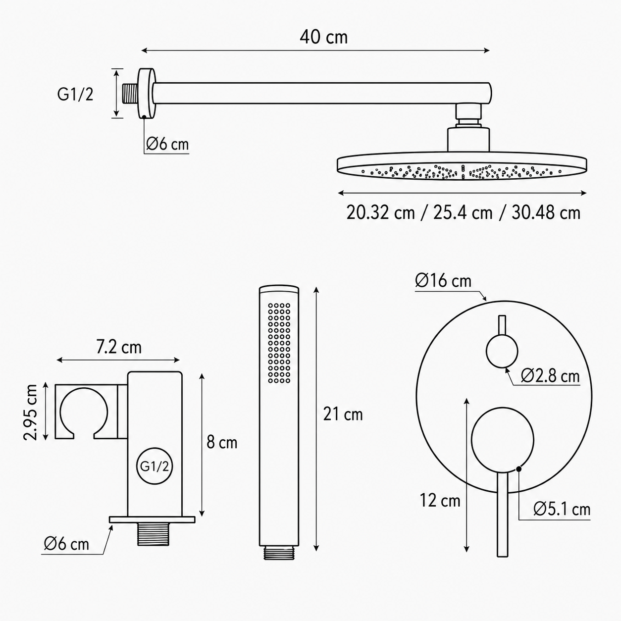Colonne de Douche Encastrable Ronde – Pluie & Douchette - Or rose