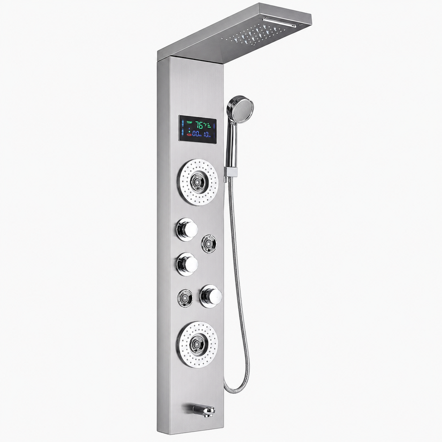 Colonne de Douche Hydromassante Chrome à Affichage Digital LED – Massage & Détente