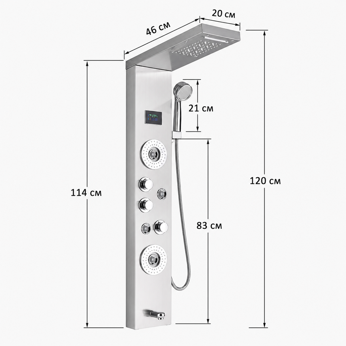 Colonne de Douche Hydromassante Chrome à Affichage Digital LED – Massage & Détente