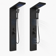 Colonne de Douche Hydromassante – Pluie, Cascade & Jets LED - Noir mat