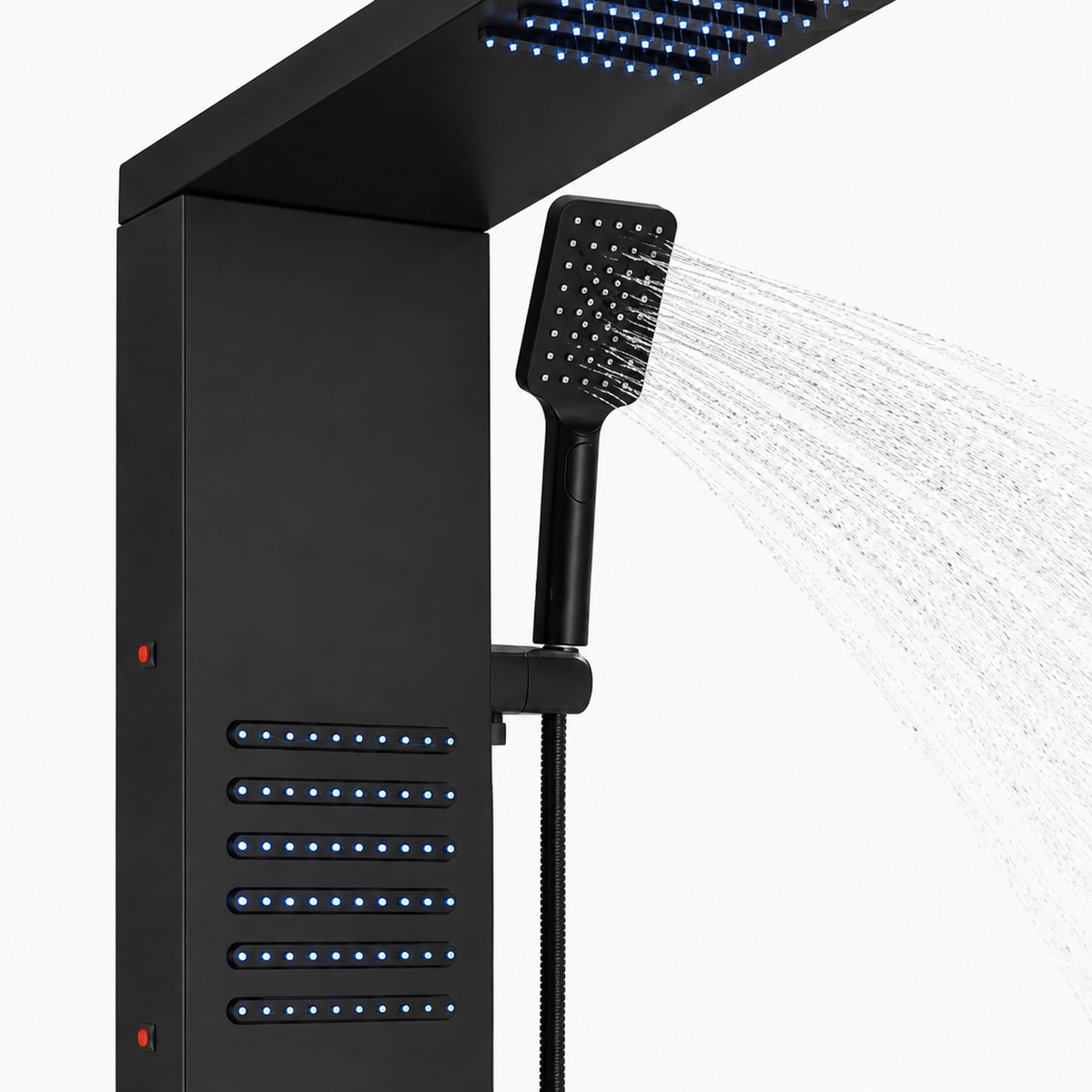 Colonne de Douche Hydromassante – Pluie, Cascade & Jets LED - Noir mat