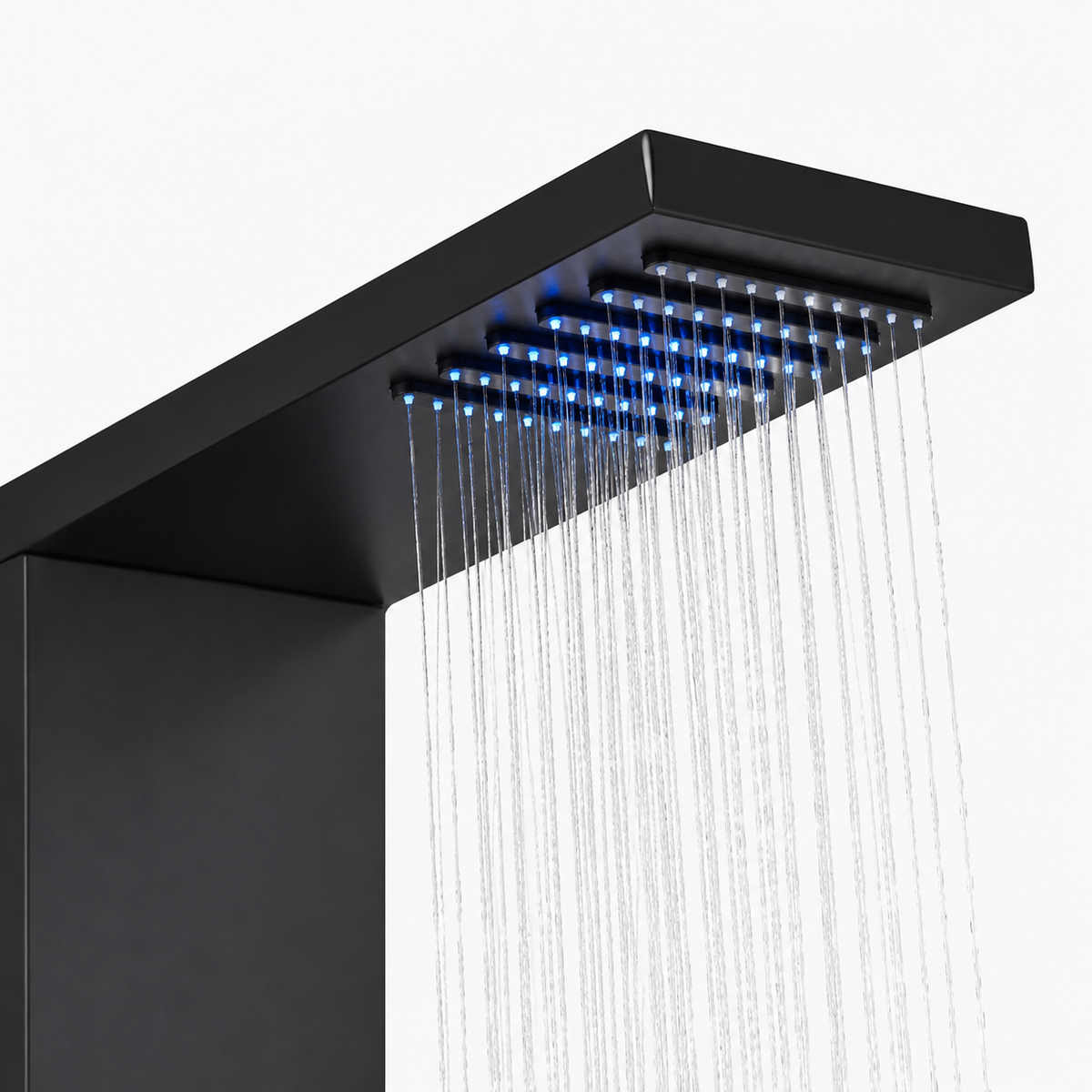 Colonne de Douche Hydromassante – Pluie, Cascade & Jets LED - Noir mat