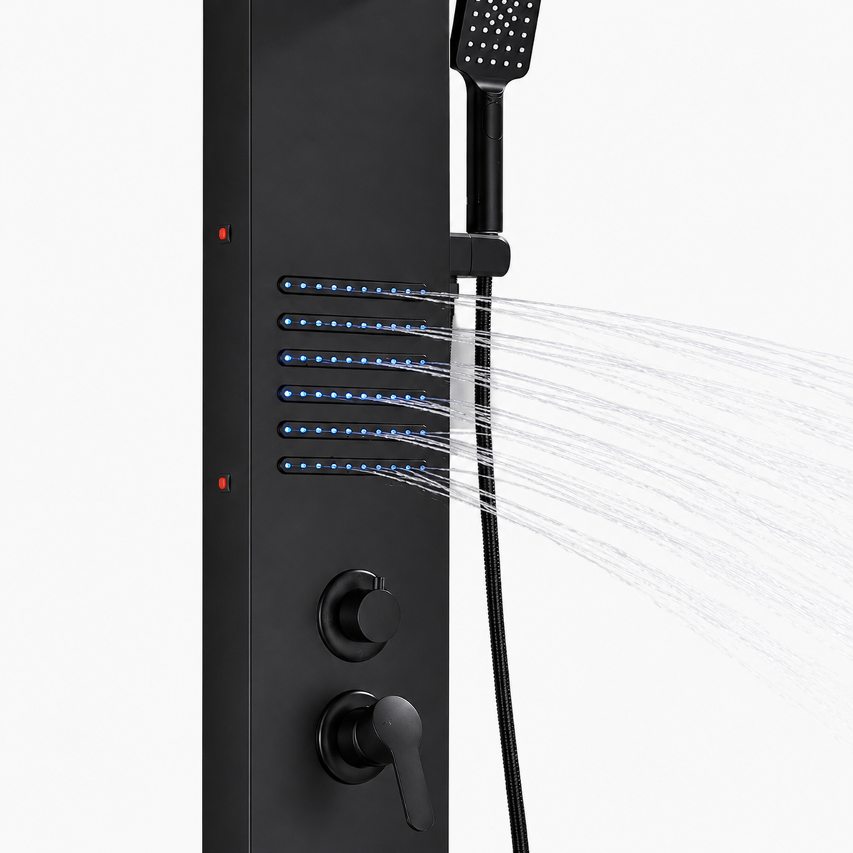 Colonne de Douche Hydromassante – Pluie, Cascade & Jets LED - Noir mat