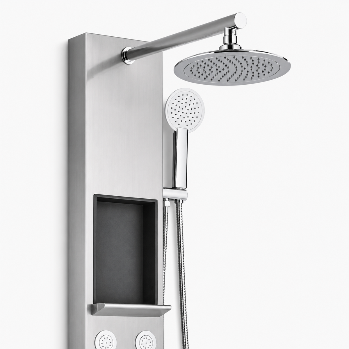Colonne de Douche Hydromassante – Jets de Massage & Rangement Intégré - Chrome