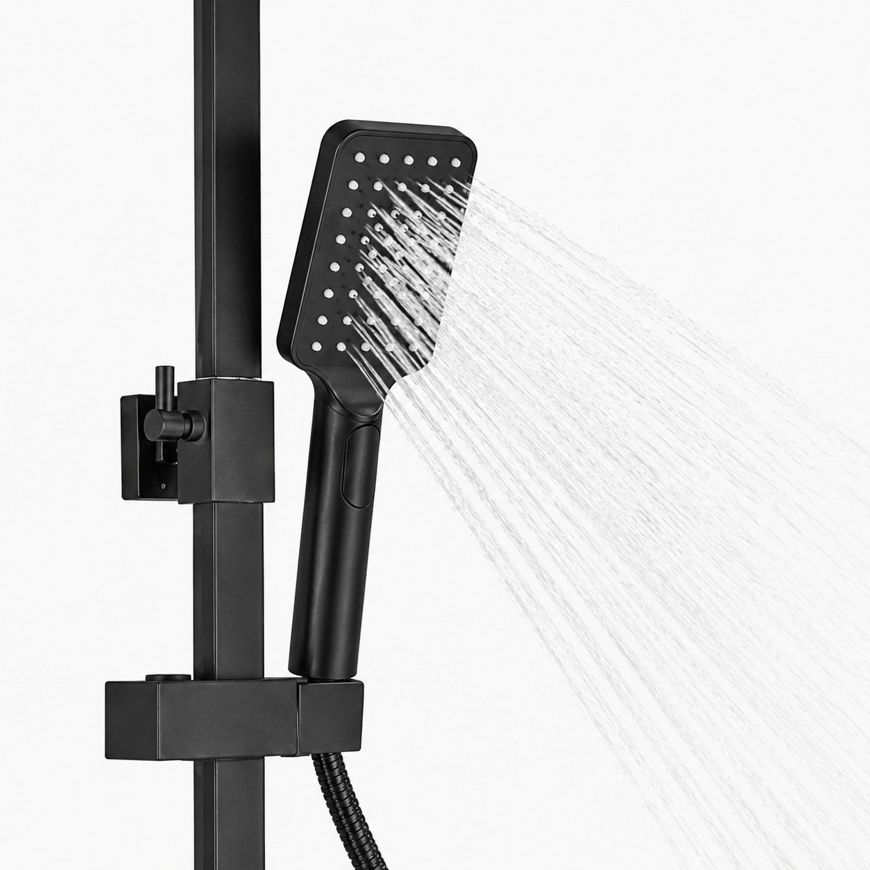 Colonne de douche noir mat — effet pluie & jets haute pression