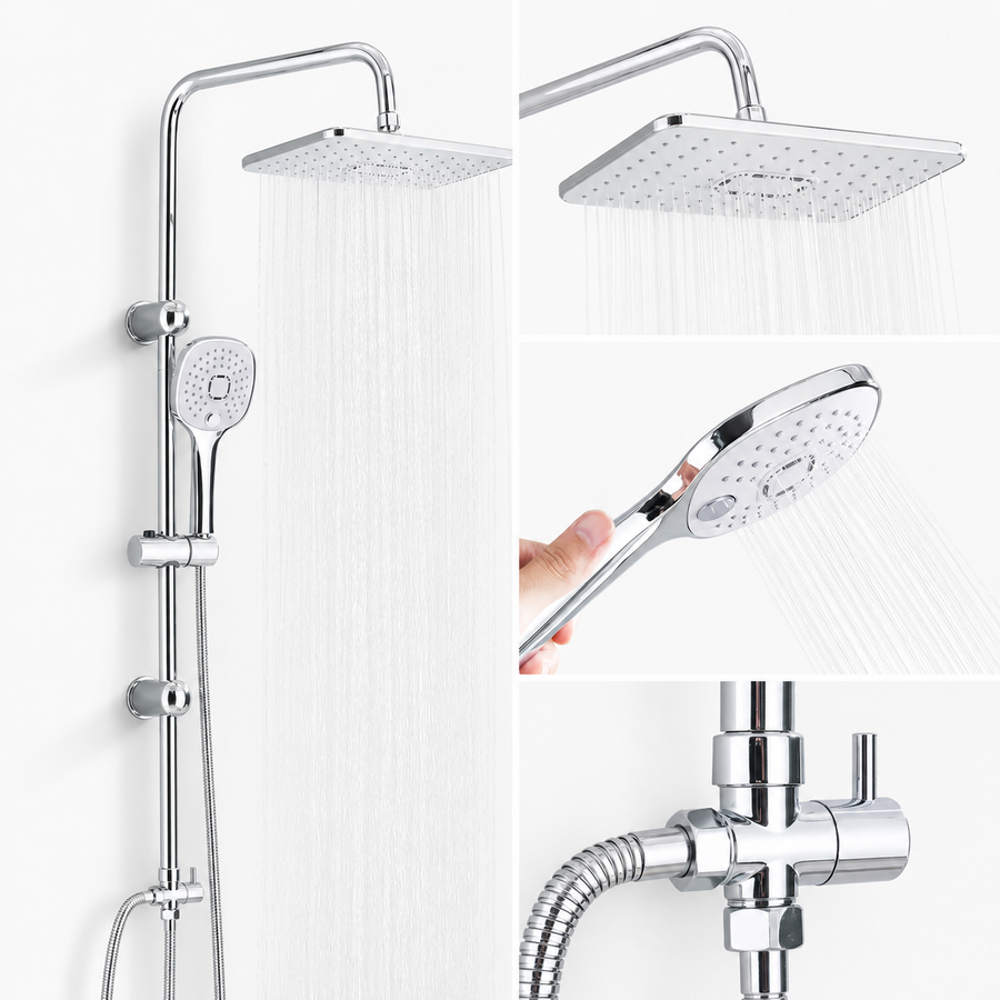 Colonne de Douche Pluie Chrome – Ensemble Douche avec Douchette