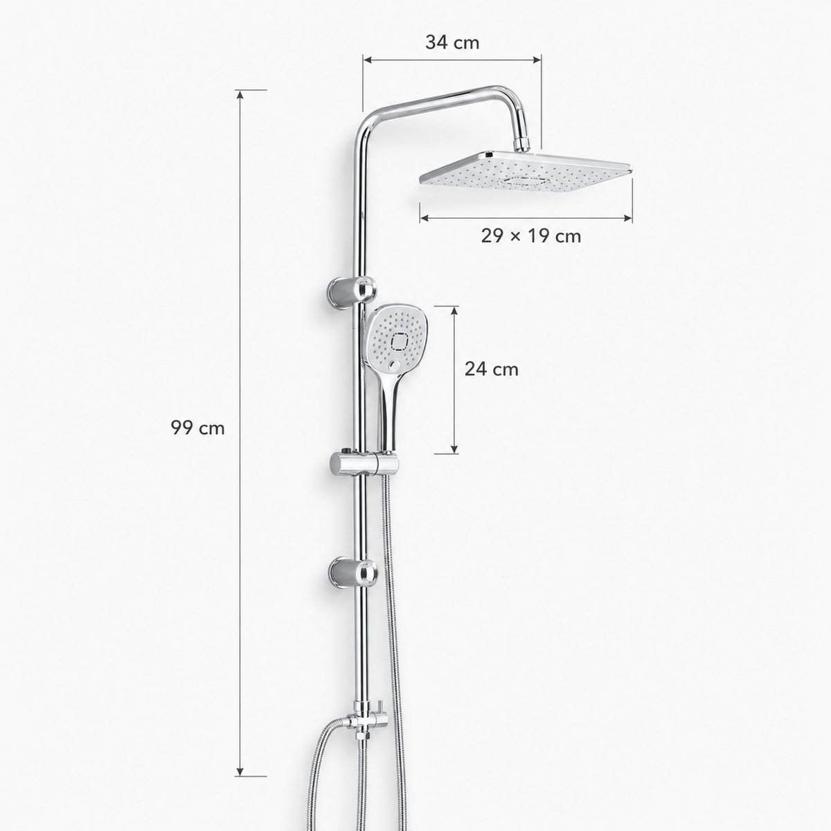 Colonne de Douche Pluie Chrome – Ensemble Douche avec Douchette