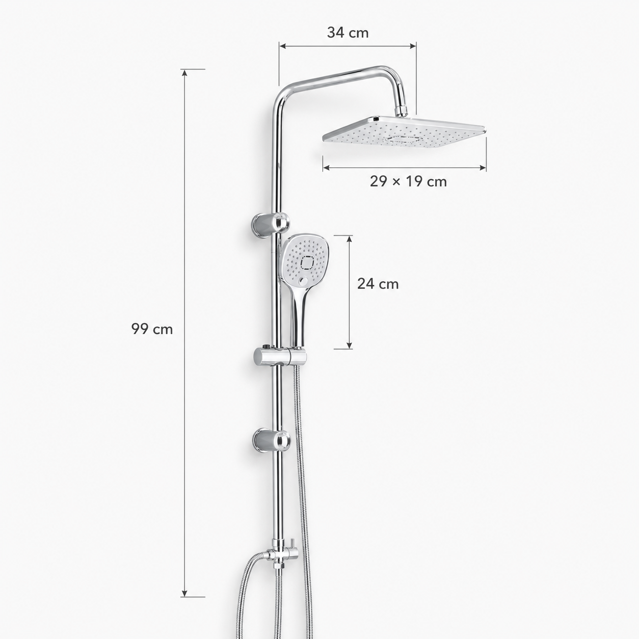 Colonne de Douche Pluie Chrome – Ensemble Douche avec Douchette
