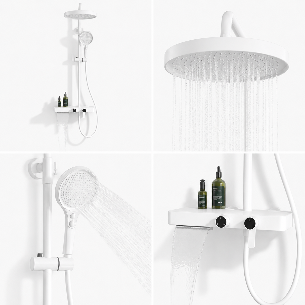 Colonne de Douche Premium – Pluie, Douchette & Bec Baignoire – Blanc