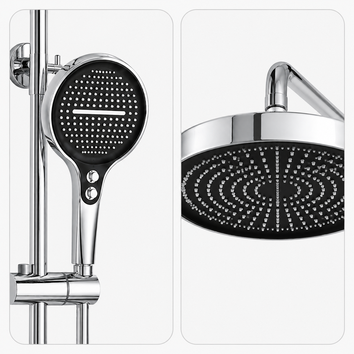 Colonne de Douche Premium – Pluie, Douchette & Bec Baignoire – Chrome